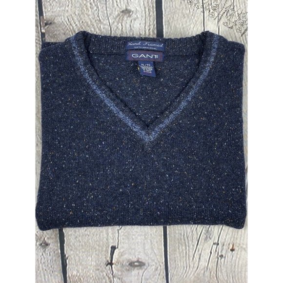 Vintage 90s Gant Sweater Vest Size XL Hand Framed 100% Lambswool Sweater V Neck - Picture 10 of 10